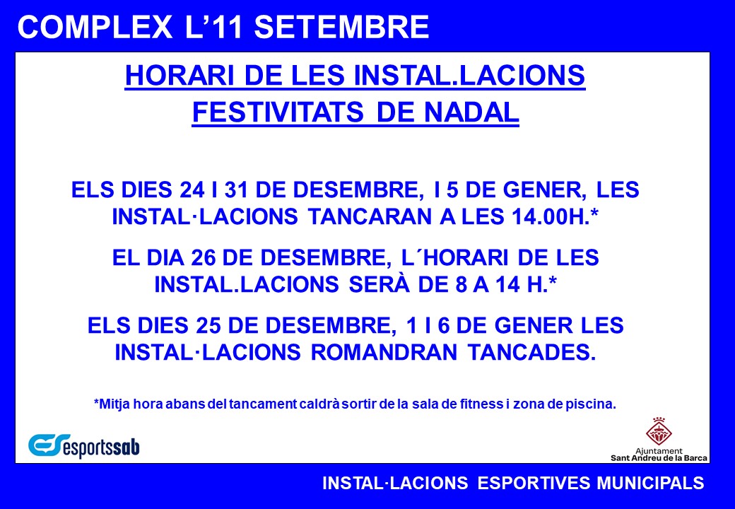 Imatge de la notícia: Horaris festes de Nadal